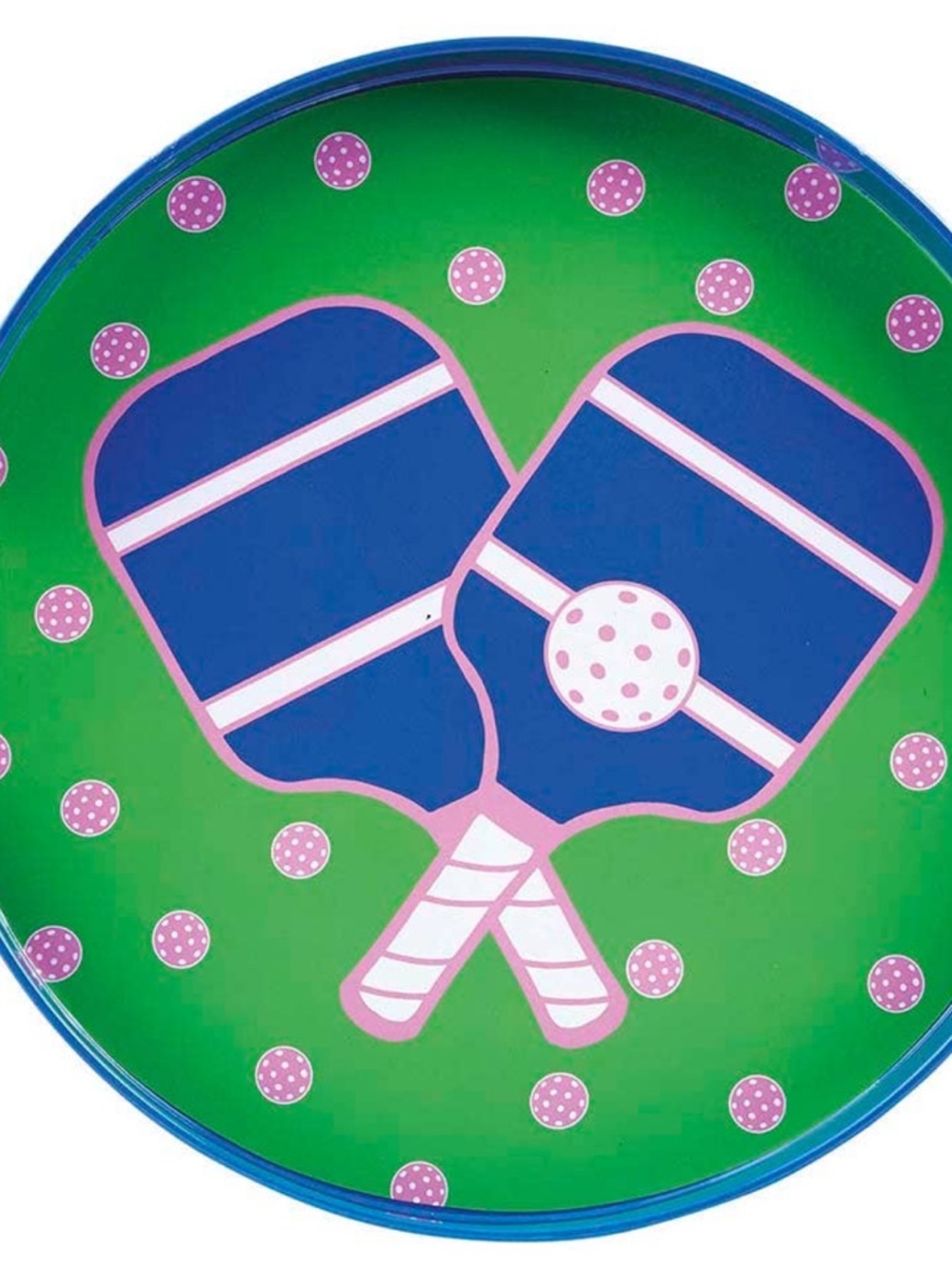 NWT Rockflowerpaper Green Pickleball 15’ Round Tray